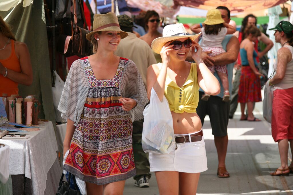 Photo of young girls at Markets in Ibiza.