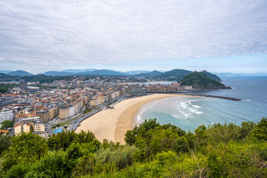 Photo of the zurriola beach in the city of San Sebastian in Spring.